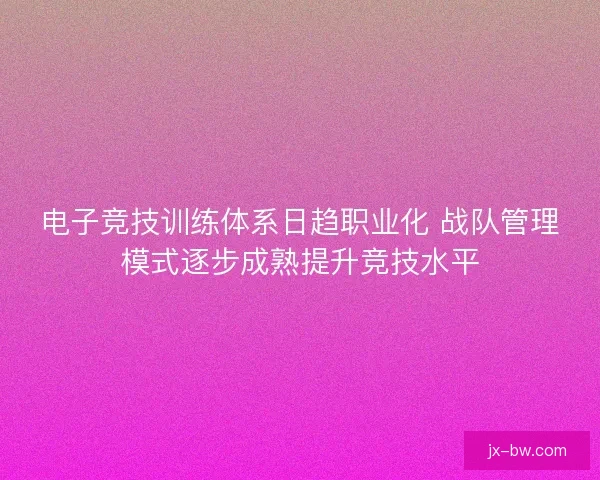 电子竞技训练体系日趋职业化 战队管理模式逐步成熟提升竞技水平